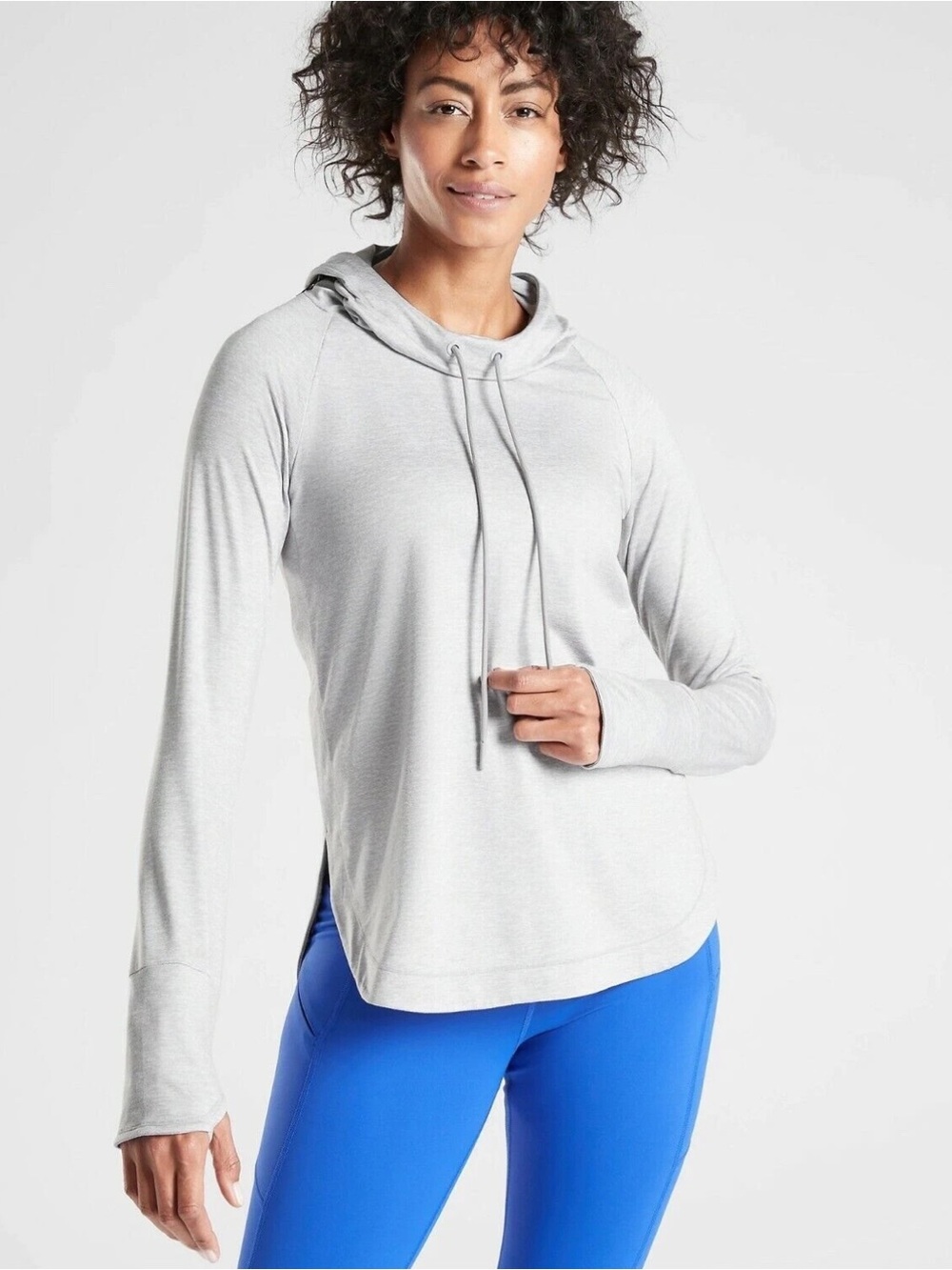 Athleta Women’s Size XL Uptempo Heather Gray Hooded Pullover Ling Sleeve Shirt